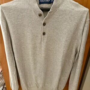 Polo Golf Men's Light Gray 100% cashmere Crewneck Sweater